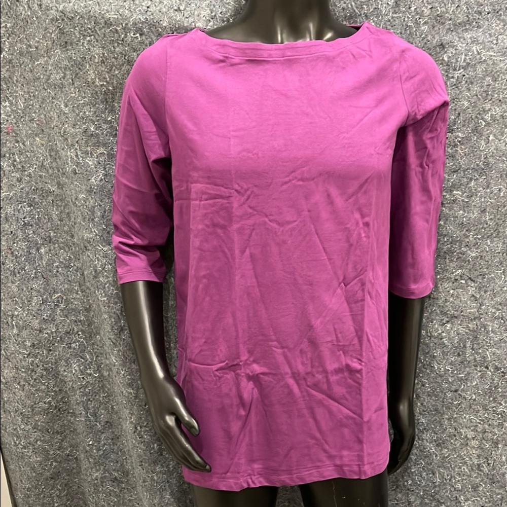 NEW WomanWithin MEDIUM 14/16 Purple 3/4 Sleeve Pull Over Casual Shirt Top